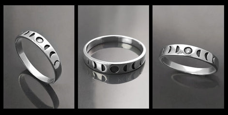 Une bague en argent avec un motif de phases lunaires. La bague présente une série de croissants de lune, chacun représentant une phase différente du cycle lunaire.
Un anneau fin et facile à porter, avec un design moderne.
Multi vues.
Durable, fait main, local. Créateurs sûrs. Boutique aux milliers d'avis.