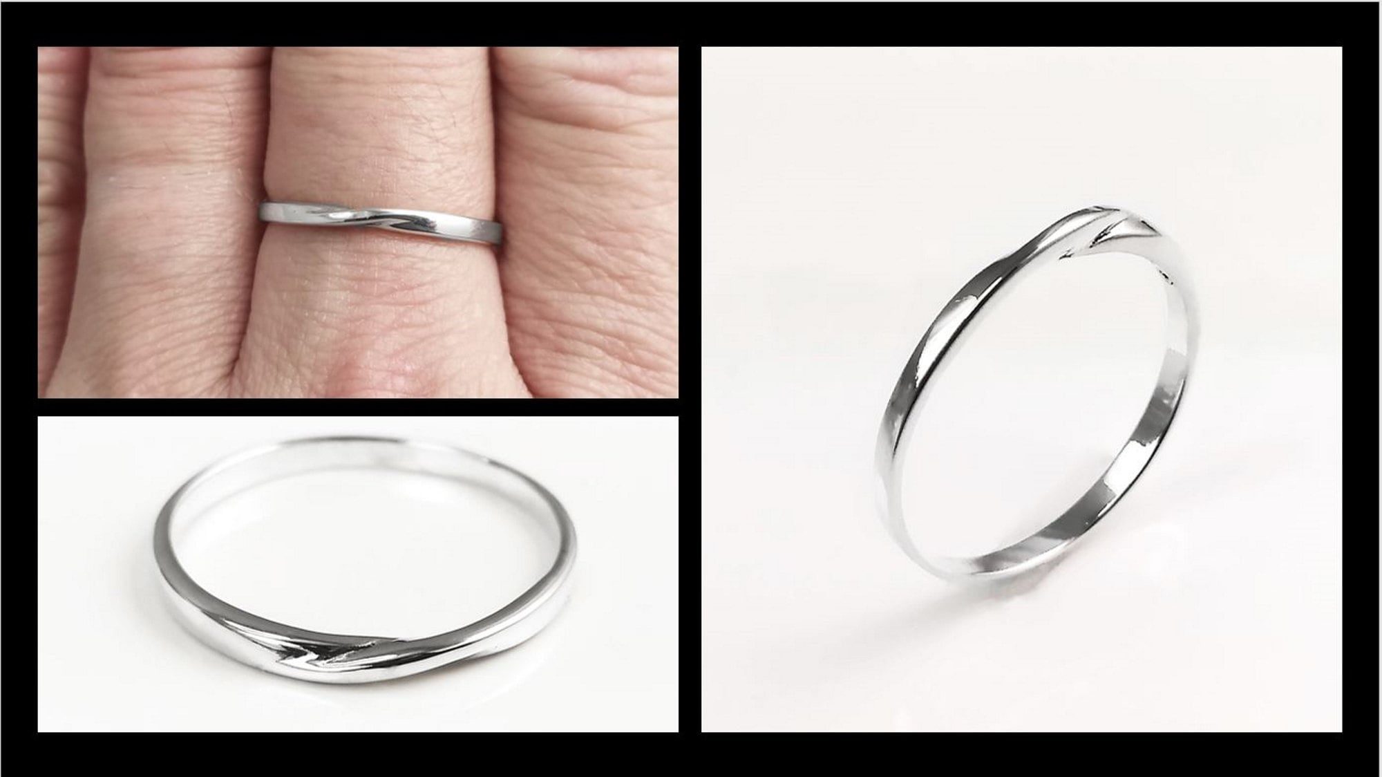 Mobius Ring, Slightly Twisted Band Ring, Sterling Silver, Minimalist Dainty Endless Twist Knot, Promise Ring, Infinity wedding band ring
