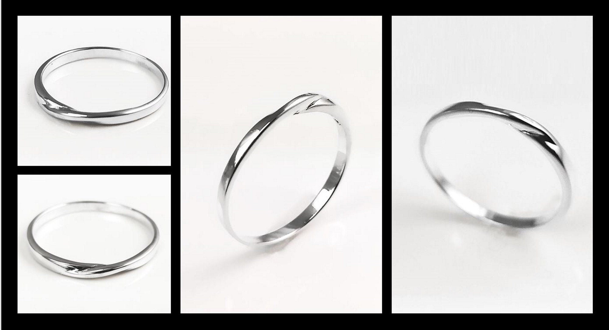 Mobius Ring, Slightly Twisted Band Ring, Sterling Silver, Minimalist Dainty Endless Twist Knot, Promise Ring, Infinity wedding band ring