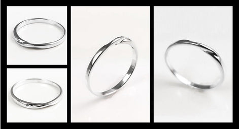 Mobius Ring, Slightly Twisted Band Ring, Sterling Silver, Minimalist Dainty Endless Twist Knot, Promise Ring, Infinity wedding band ring