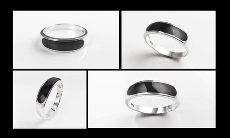 Sterling Silver Signet Ring, Black Onyx Flat Stone Band