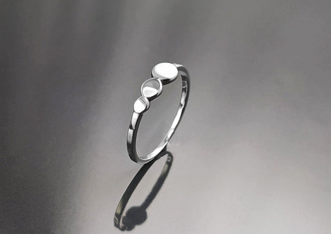 Round Ring, Sterling Silver, Discs Ring, Dainty Beaded Studded Band Ring, Geometric Rounds ring, Modern minimalist Jewelry, Gift
