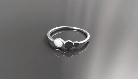 Round Ring, Sterling Silver, Discs Ring, Dainty Beaded Studded Band Ring, Geometric Rounds ring, Modern minimalist Jewelry, Gift