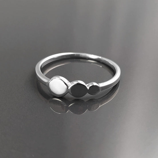Round Ring, Sterling Silver, Discs Ring, Dainty Beaded Studded Band Ring, Geometric Rounds ring, Modern minimalist Jewelry, Gift