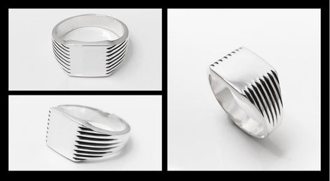 Sterling Silver Signet Ring, Square Cushion, Mens Jewelry