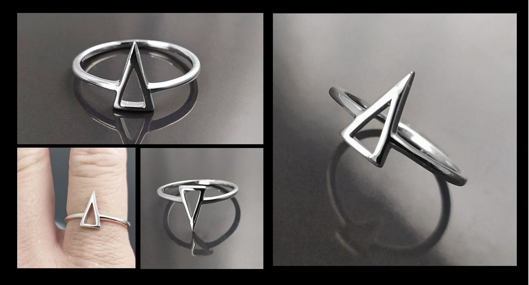 Triangle Ring, Sterling Silver, Spike Ring, Chevron ring, Peak Ring, Delta Ring, Arrow Ring, Arrow Headed Ring, Point Ring, Sharp Ring