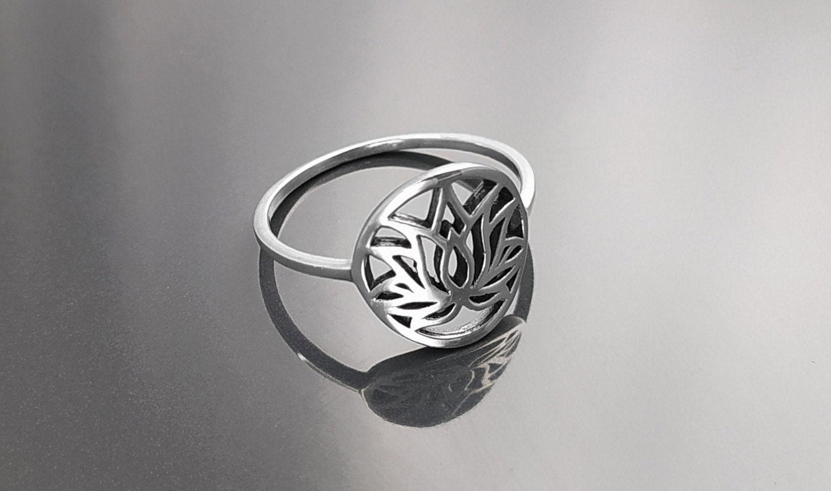 Bague Lotus, argent 925, bijou spirituel bouddhiste zen, bague yoga, bague mandala, bague chakra ouvert, cadeau esprit oriental asiatique