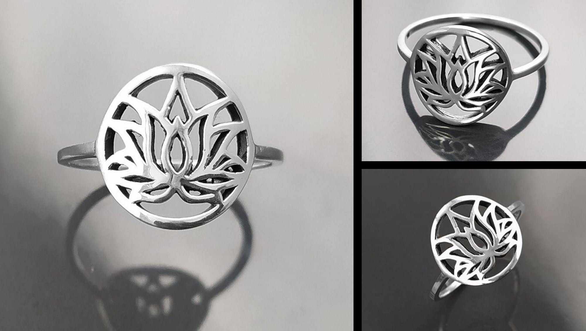 Bague Lotus, argent 925, bijou spirituel bouddhiste zen, bague yoga, bague mandala, bague chakra ouvert, cadeau esprit oriental asiatique