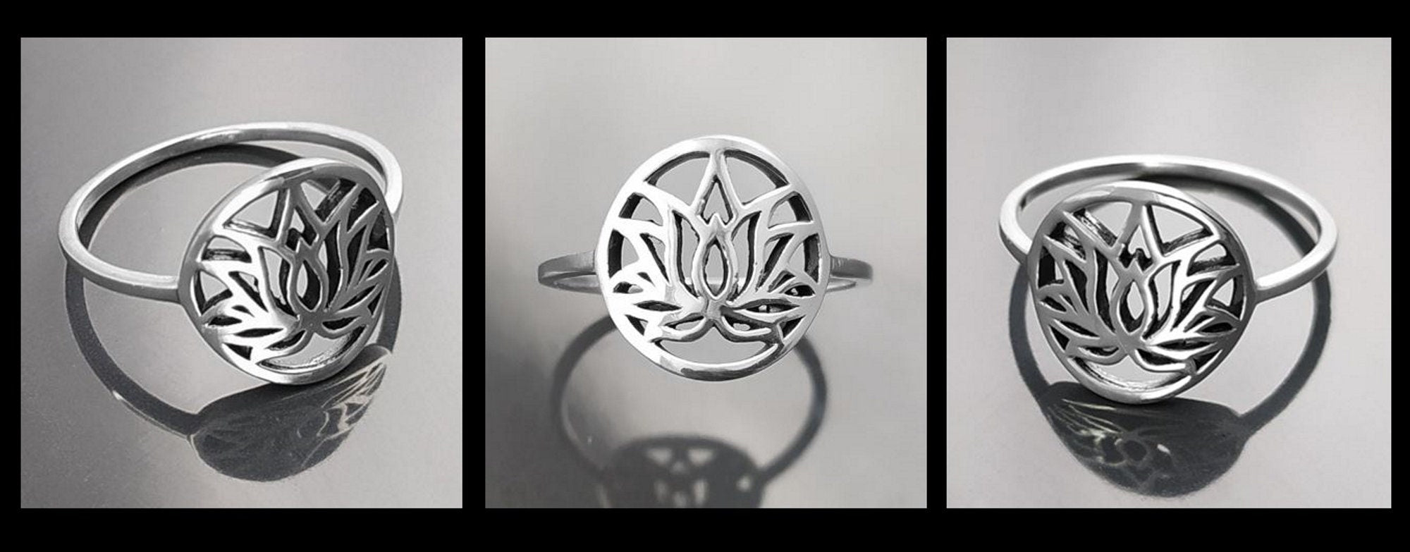 Bague Lotus, argent 925, bijou spirituel bouddhiste zen, bague yoga, bague mandala, bague chakra ouvert, cadeau esprit oriental asiatique