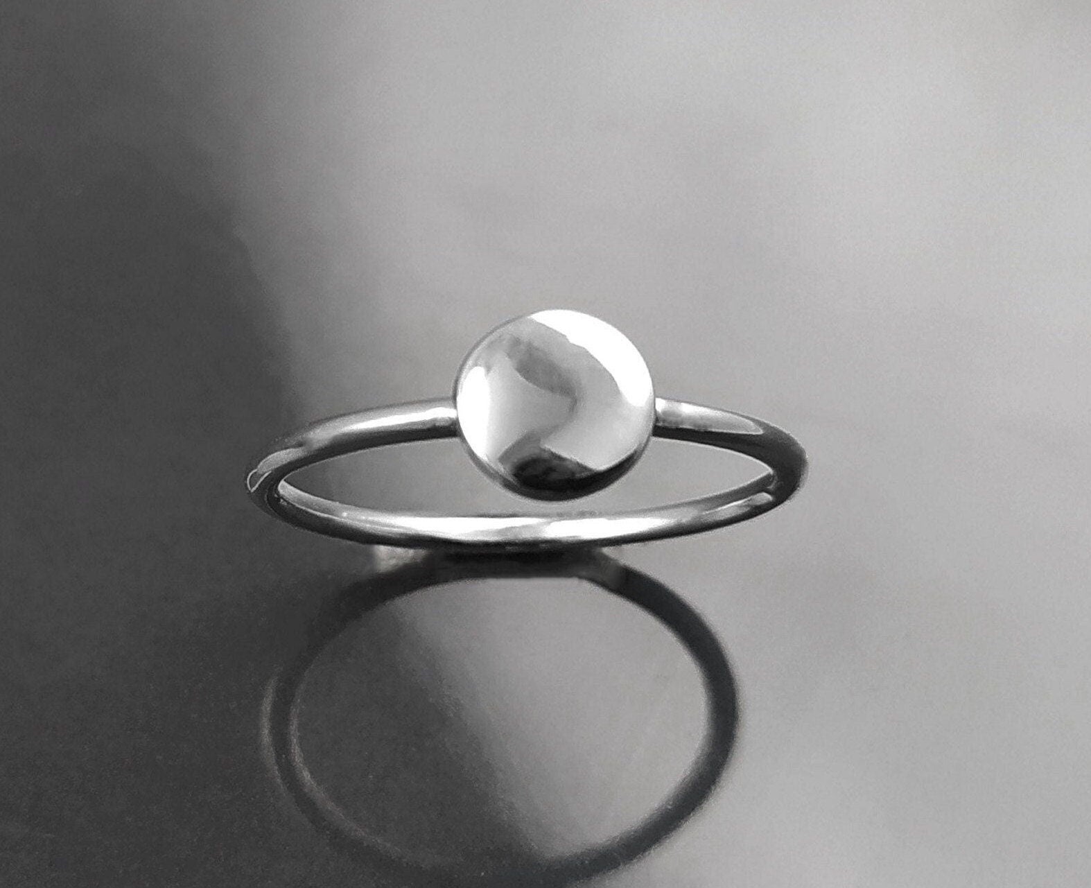 Round Ring, Sterling Silver, Lunar Band, Cosmic Disc Jewelry, Stellar Round Pad ring, Astronomical Disk Ring, Full Moon Spot Ring,