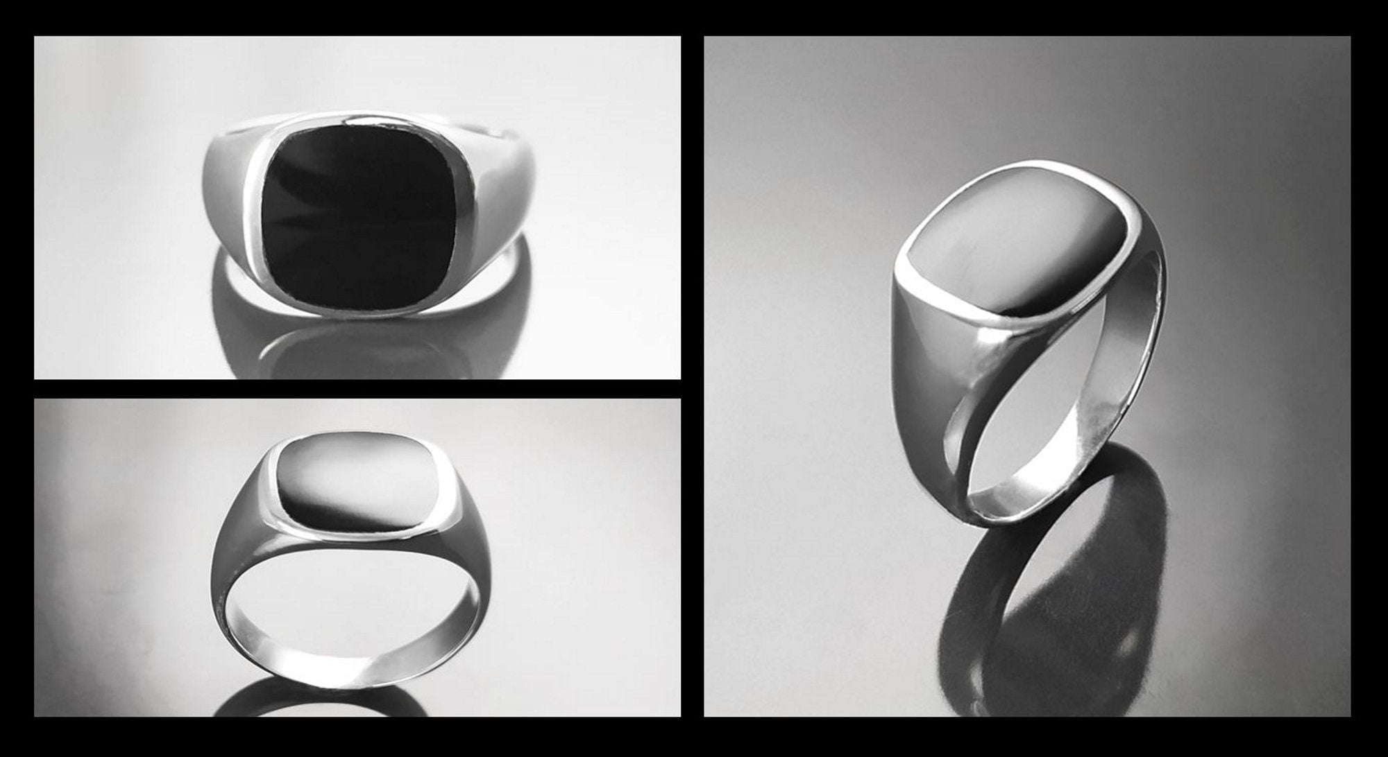Sterling Silver Black Onyx Signet Ring – Modern Hipster Jewelry