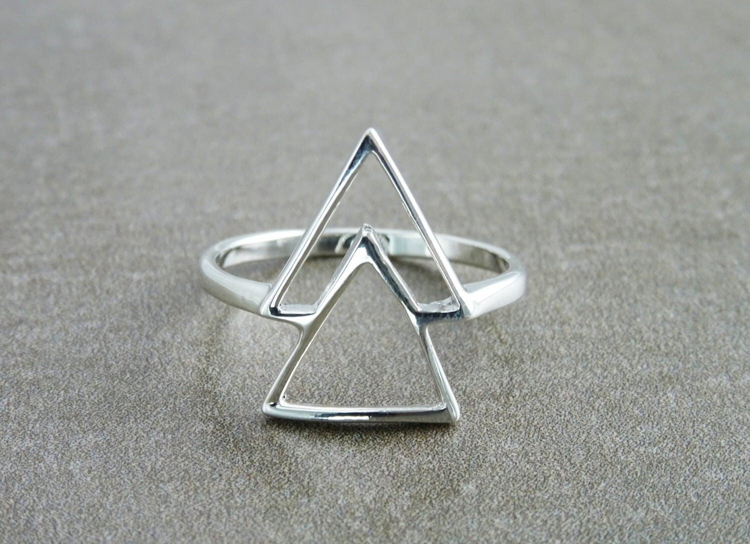 925 Sterling Silver Triangle Ring • Minimalist Geometric Band • Symbolic Jewelry