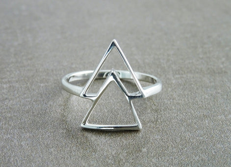 925 Sterling Silver Triangle Ring • Minimalist Geometric Band • Symbolic Jewelry