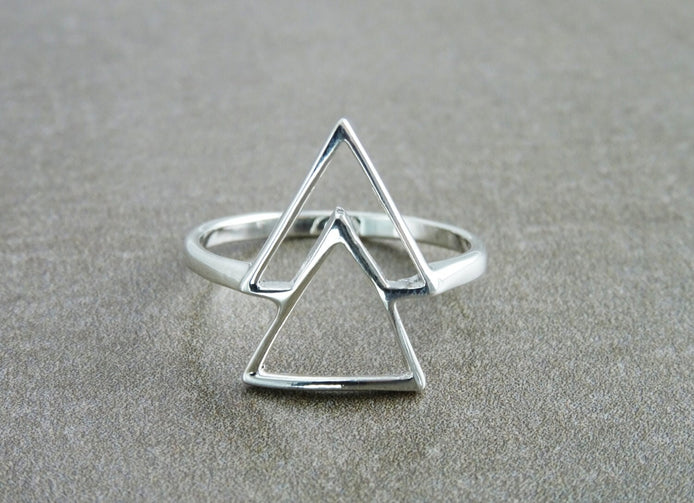 925 Sterling Silver Triangle Ring • Minimalist Geometric Band • Symbolic Jewelry