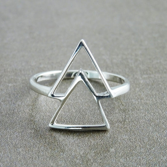 925 Sterling Silver Triangle Ring • Minimalist Geometric Band • Symbolic Jewelry