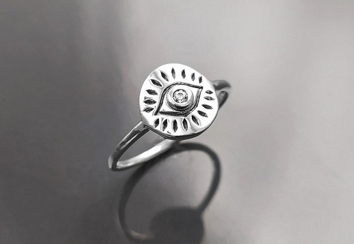 Third Eye Ring, Sterling Silver, Evil Eye Ring, Witch Ring, Evil Eye Jewelry, Witchy Ring, Chakra Open Eye Protection Amulet, Tarot Ring