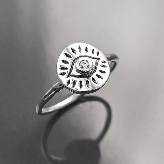 Third Eye Ring, Sterling Silver, Evil Eye Ring, Witch Ring, Evil Eye Jewelry, Witchy Ring, Chakra Open Eye Protection Amulet, Tarot Ring