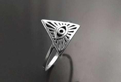 Eye Ring, Sterling Silver, All Seeing Omniscient Eye Jewelry, Eye of God, Tarot Ring, Eye of Providence, Magic Witch Amulet Protection