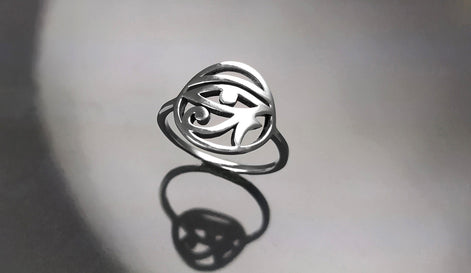 Sterling Silver Eye of Horus Ring, Ancient Egyptian Talisman Jewelry
