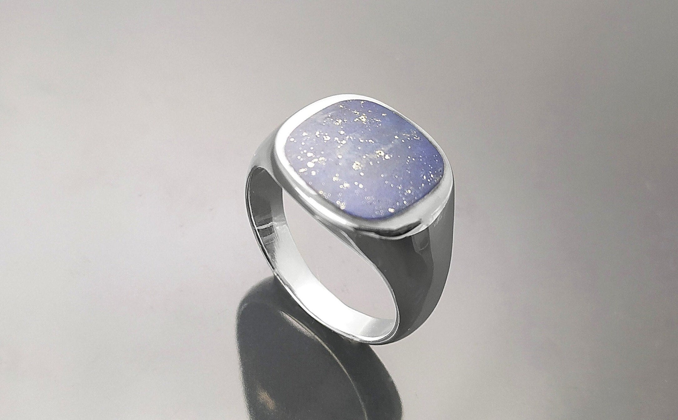 Lapis Lazuli Signet Ring • Sterling Silver Band • Minimalist Statement Jewelry • Modern Gift