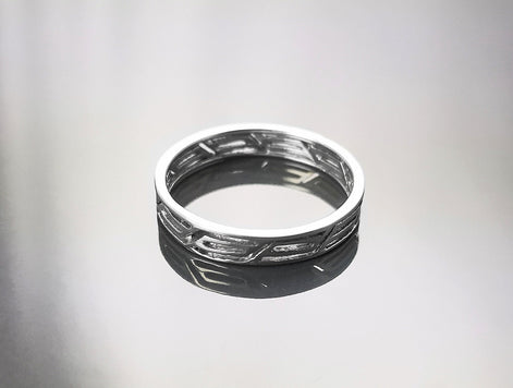 Openwork Band Ring, Sterling Silver, Unisex Modern Ring, Open Lace, Contemporary Greek Key Frieze, Women Men gift