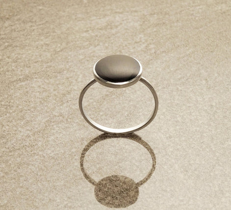 Black Round Ring, Sterling Silver Ring, Genuine Onyx Gemstone, Small Stone Ring, Affordable Ring, Stacking Ring, Dainty Ring