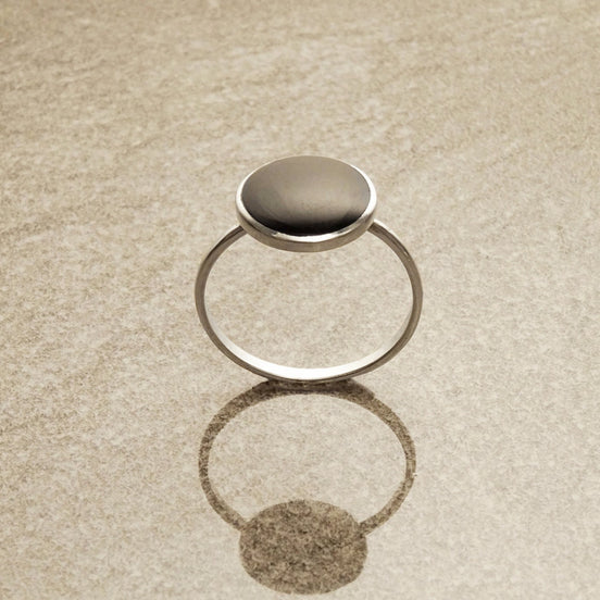Black Round Ring, Sterling Silver Ring, Genuine Onyx Gemstone, Small Stone Ring, Affordable Ring, Stacking Ring, Dainty Ring