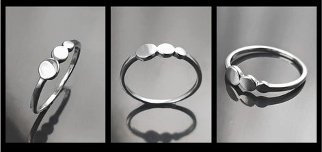 Round Ring, Sterling Silver, Discs Ring, Dainty Beaded Studded Band Ring, Geometric Rounds ring, Modern minimalist Jewelry, Gift