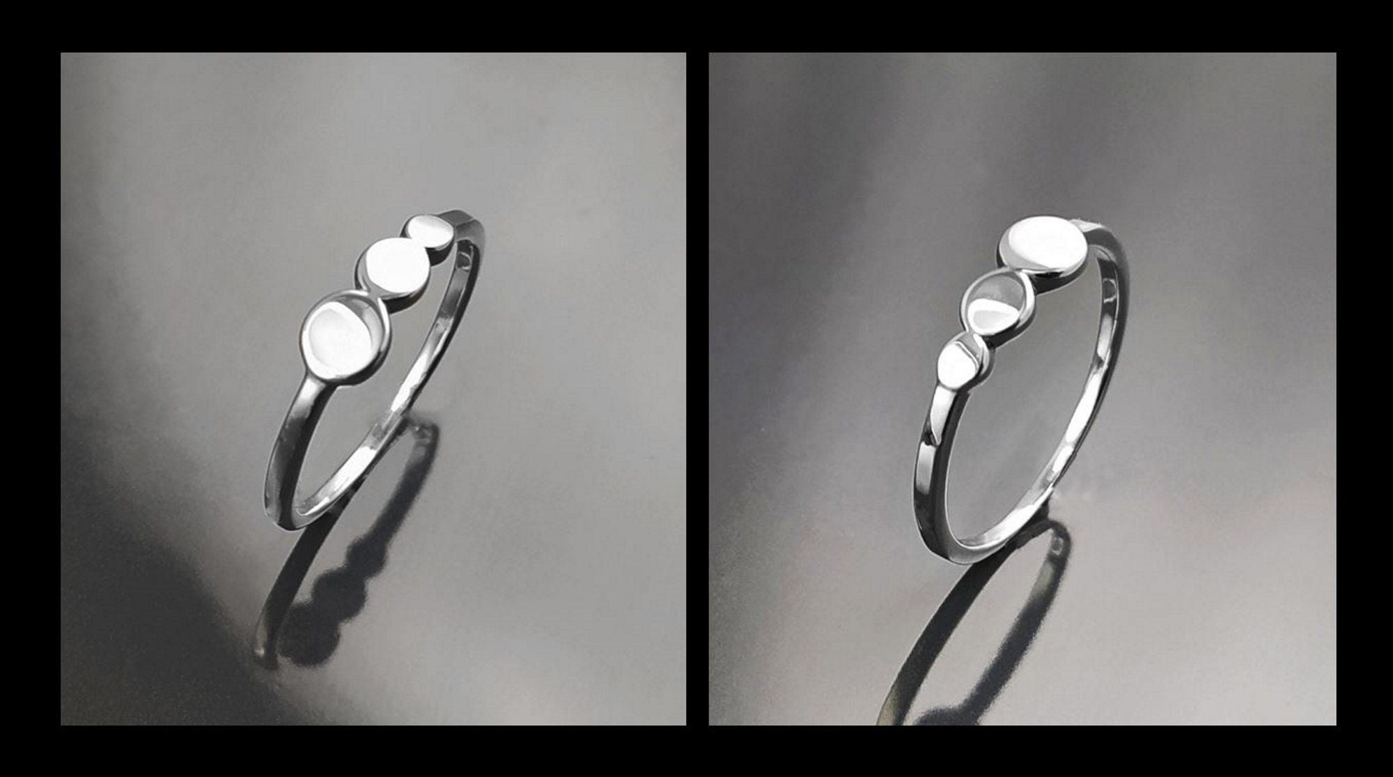 Round Ring, Sterling Silver, Discs Ring, Dainty Beaded Studded Band Ring, Geometric Rounds ring, Modern minimalist Jewelry, Gift