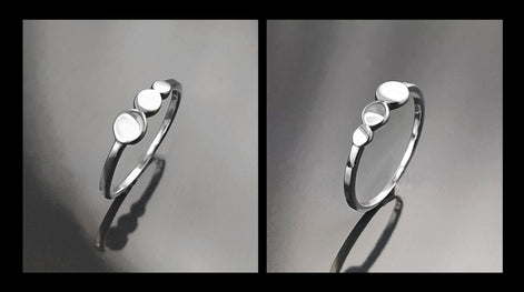 Round Ring, Sterling Silver, Discs Ring, Dainty Beaded Studded Band Ring, Geometric Rounds ring, Modern minimalist Jewelry, Gift