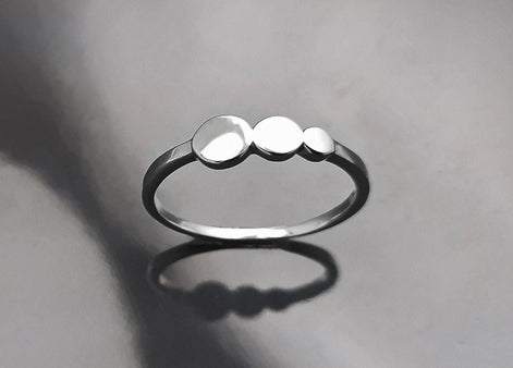 Round Ring, Sterling Silver, Discs Ring, Dainty Beaded Studded Band Ring, Geometric Rounds ring, Modern minimalist Jewelry, Gift