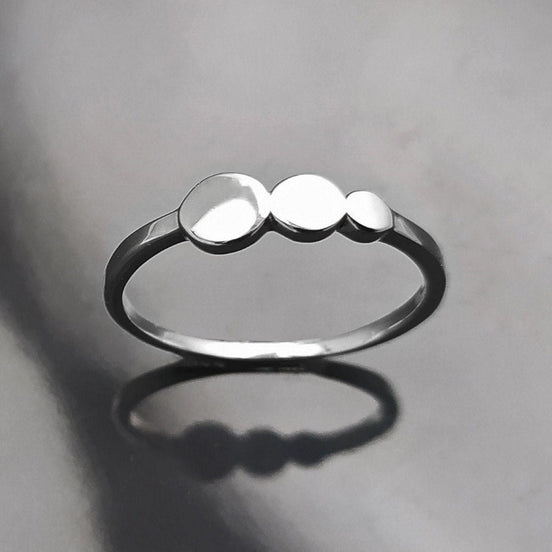 Round Ring, Sterling Silver, Discs Ring, Dainty Beaded Studded Band Ring, Geometric Rounds ring, Modern minimalist Jewelry, Gift