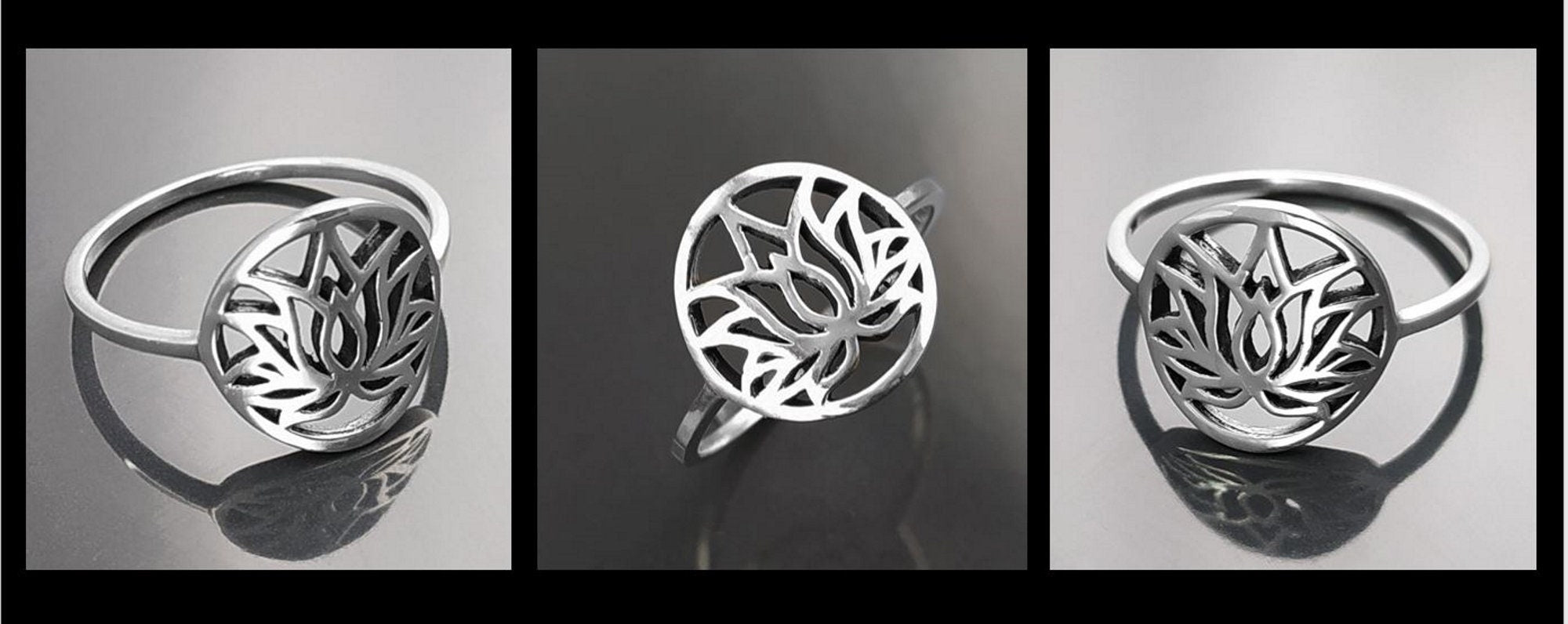 Bague Lotus, argent 925, bijou spirituel bouddhiste zen, bague yoga, bague mandala, bague chakra ouvert, cadeau esprit oriental asiatique