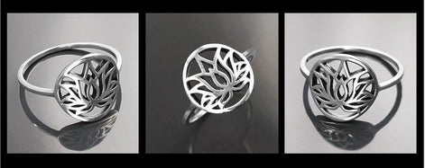 Bague Lotus, argent 925, bijou spirituel bouddhiste zen, bague yoga, bague mandala, bague chakra ouvert, cadeau esprit oriental asiatique