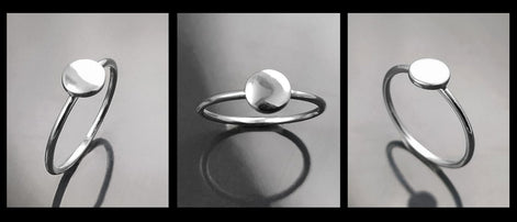 Round Ring, Sterling Silver, Lunar Band, Cosmic Disc Jewelry, Stellar Round Pad ring, Astronomical Disk Ring, Full Moon Spot Ring,
