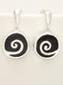 Black round earrings - Sterling Silver 925, Black Onyx Stone Dangle Earrings, Spiral Design Earrings, Modern Swirl Design Jewelry