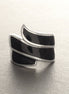 Infinity Ring 925 Silver Wide Black Onyx Wave Cuff Band Women's Jewelry
