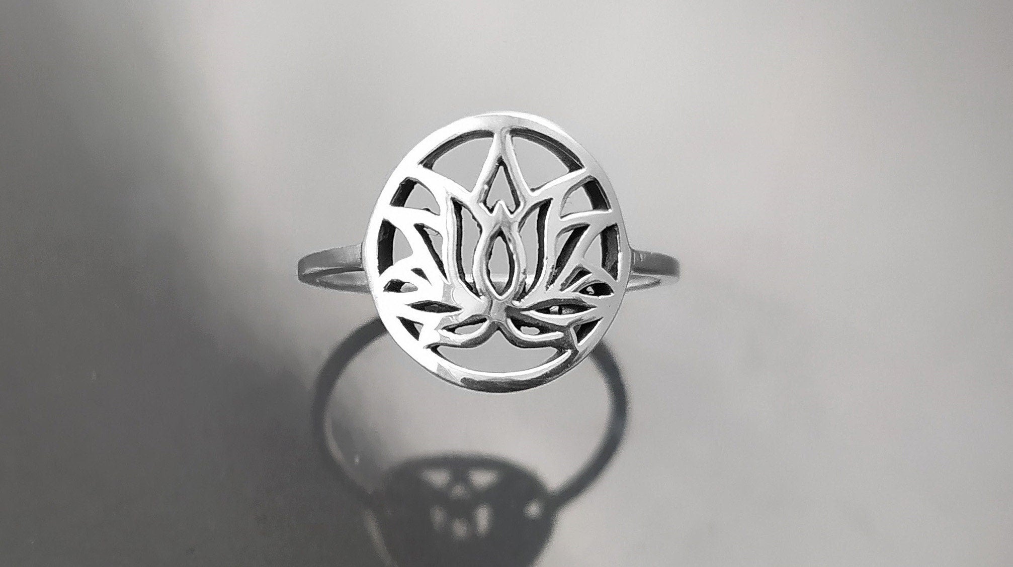 Bague Lotus, argent 925, bijou spirituel bouddhiste zen, bague yoga, bague mandala, bague chakra ouvert, cadeau esprit oriental asiatique