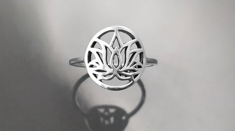Bague Lotus, argent 925, bijou spirituel bouddhiste zen, bague yoga, bague mandala, bague chakra ouvert, cadeau esprit oriental asiatique
