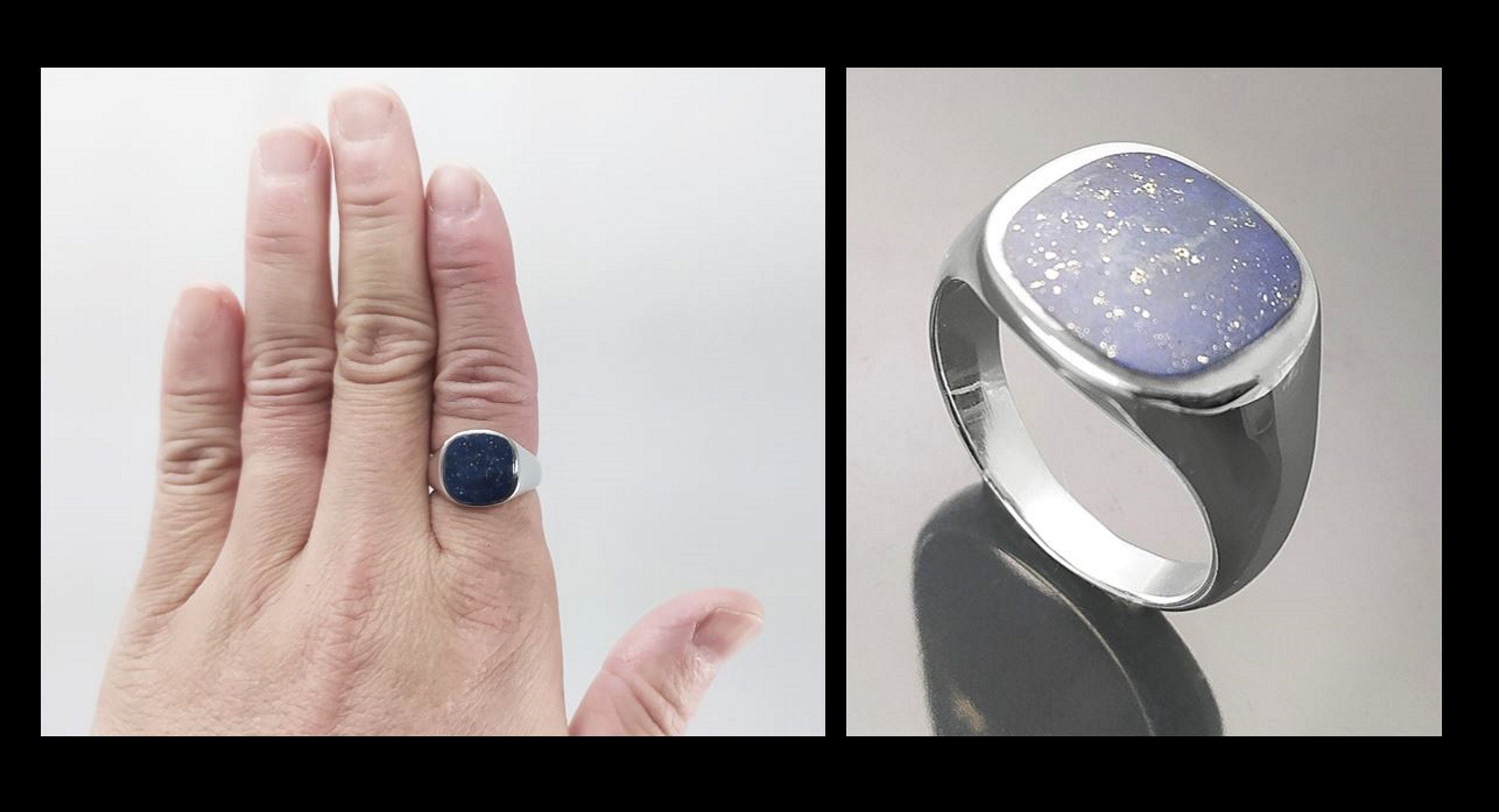 Lapis Lazuli Signet Ring • Sterling Silver Band • Minimalist Statement Jewelry • Modern Gift
