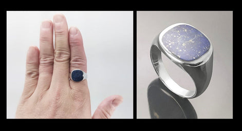 Lapis Lazuli Signet Ring • Sterling Silver Band • Minimalist Statement Jewelry • Modern Gift
