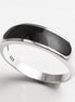 Sterling Silver Signet Ring, Black Onyx Flat Stone Band