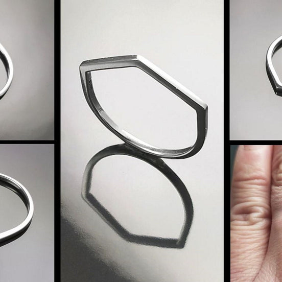 Minimalist Hexagon Ring • Simple Sterling Silver Stacking Band • Unisex Contemporary Geometric Shape Jewelry • Modern Gift for Women or Men