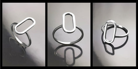 Modern Open Ring, Sterling Silver Ring, Ring Flat Hollow Oval, Small Everyday Ring, Modern Jewelry, Minimalist Ring, Asymmetric Wearing Ring