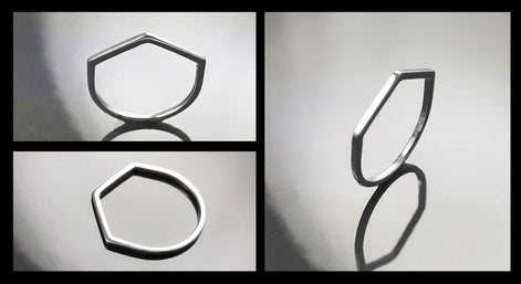 Minimalist Hexagon Ring • Simple Sterling Silver Stacking Band • Unisex Contemporary Geometric Shape Jewelry • Modern Gift for Women or Men