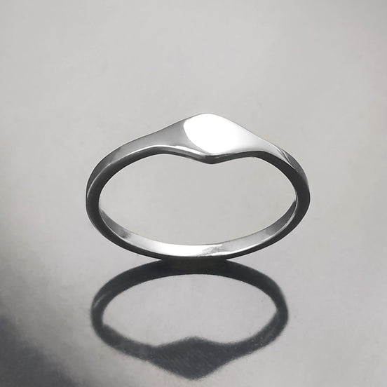 Stackable Curved Ring by KRAMIKE • Sterling Silver • Minimalist Stacking Wave Band • Engravable Initials Jewelry • Customizable Gift • KR684