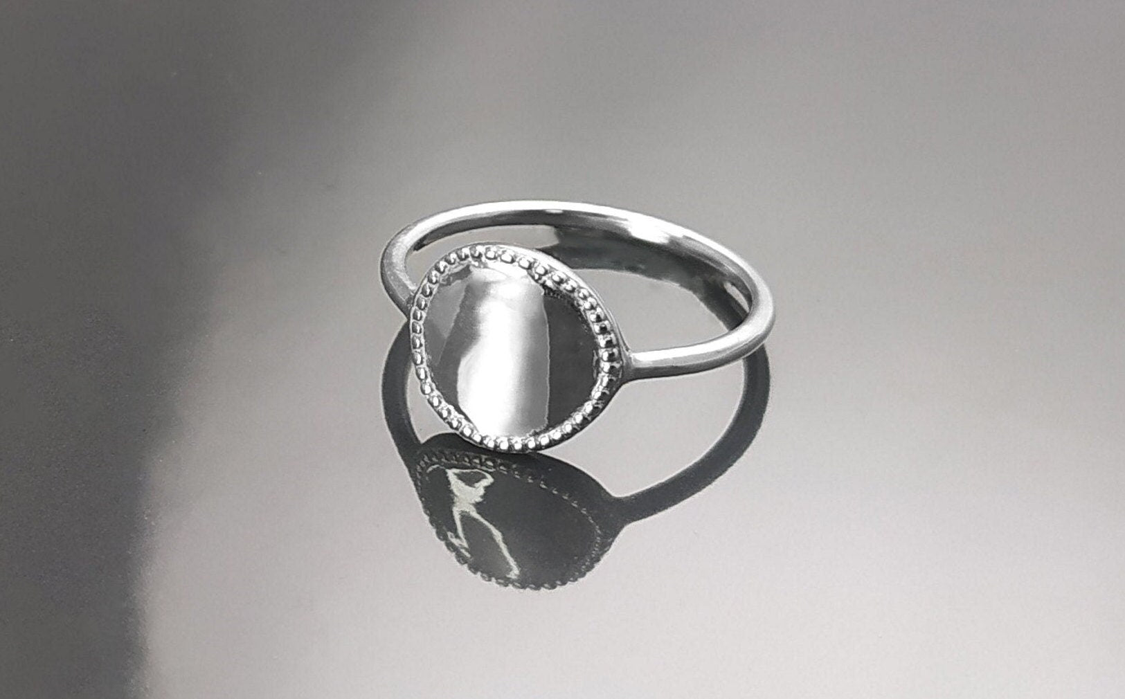 Initial Ring, Sterling Silver, Braided Round Initials Coin, Engraving Letters, Personalized engravable Letter Jewelry, Customizable Gift