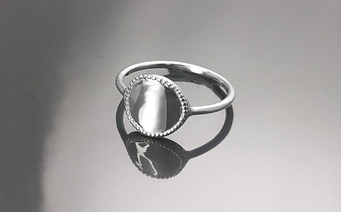 Initial Ring, Sterling Silver, Braided Round Initials Coin, Engraving Letters, Personalized engravable Letter Jewelry, Customizable Gift