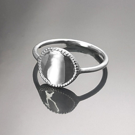 Initial Ring, Sterling Silver, Braided Round Initials Coin, Engraving Letters, Personalized engravable Letter Jewelry, Customizable Gift