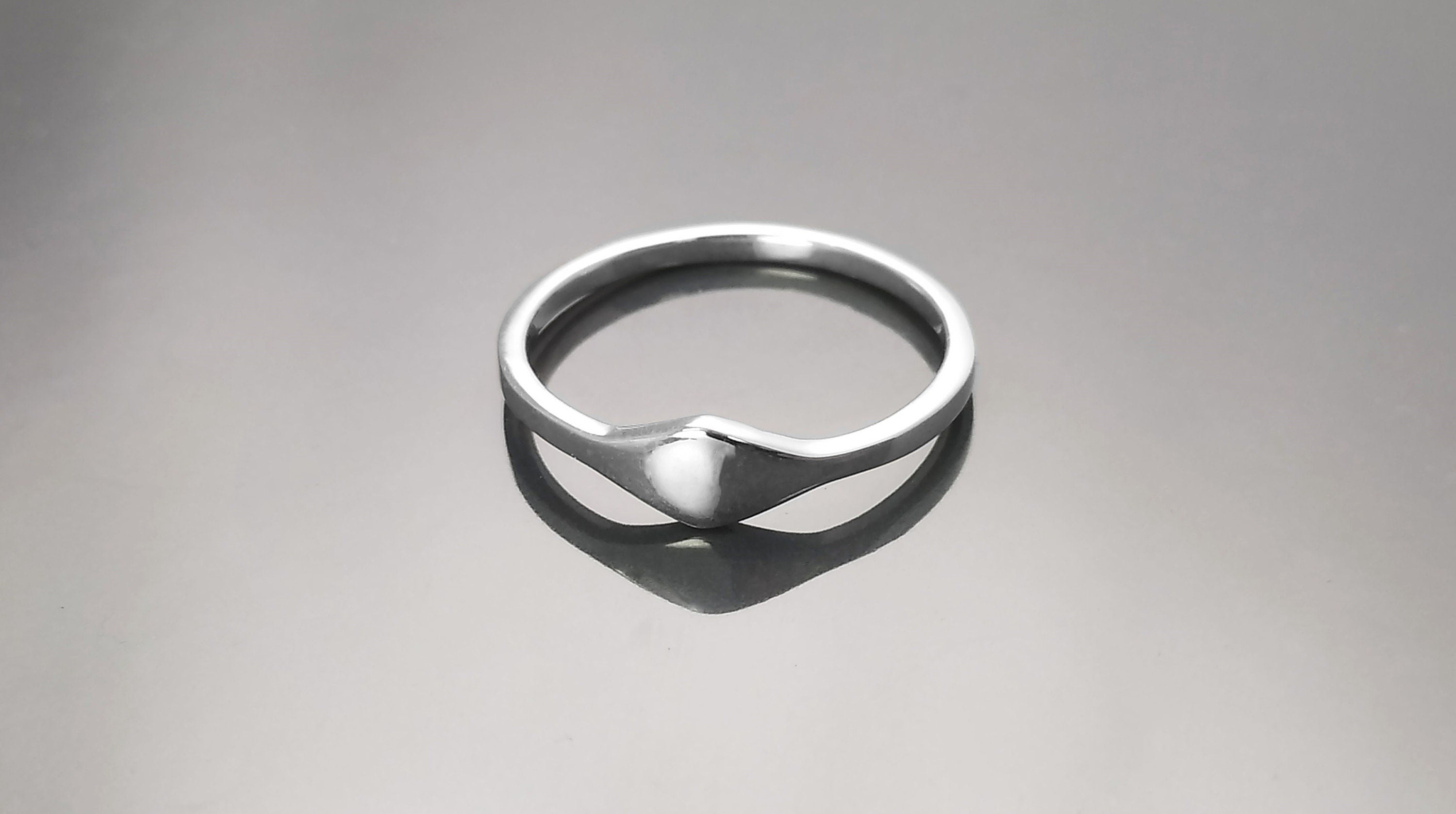 Stackable Curved Ring by KRAMIKE • Sterling Silver • Minimalist Stacking Wave Band • Engravable Initials Jewelry • Customizable Gift • KR684